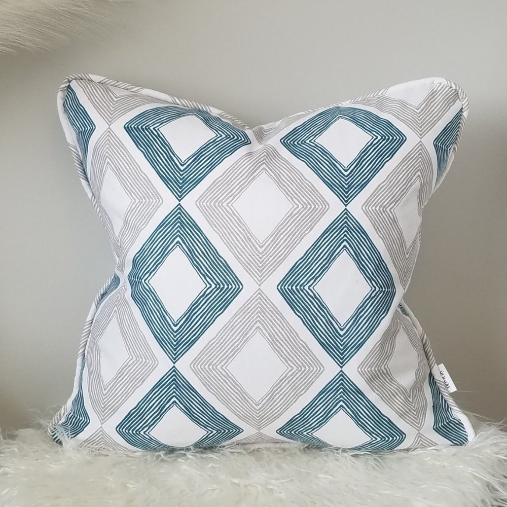 Teal/Grey/White Throw Pillow Covers